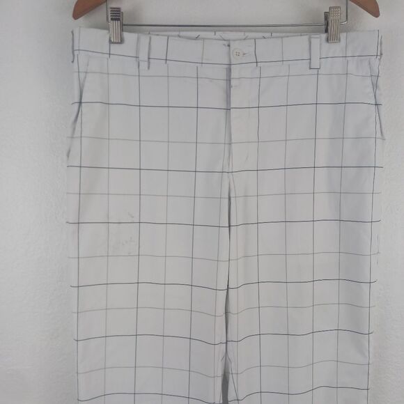 Nike Golf Tour Performance Dri Fit White Windowpane Plaid Golf Pants 34/32 - Picture 2 of 7